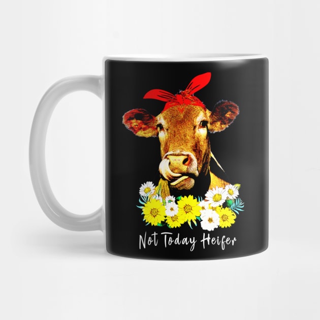 Not today Heifer - cute cow floral by CMDesign